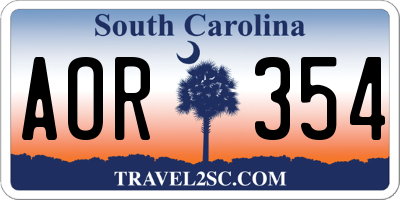 SC license plate AOR354