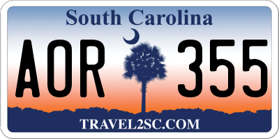 SC license plate AOR355