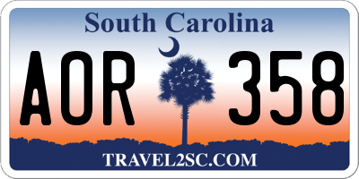 SC license plate AOR358