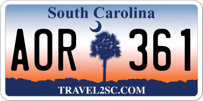 SC license plate AOR361
