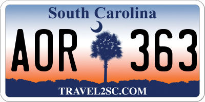 SC license plate AOR363