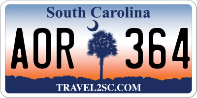 SC license plate AOR364