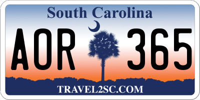 SC license plate AOR365