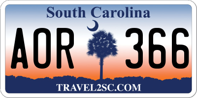 SC license plate AOR366