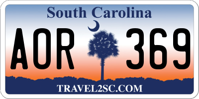 SC license plate AOR369