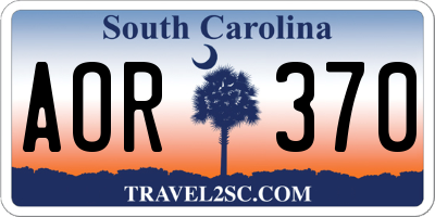 SC license plate AOR370
