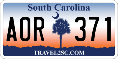 SC license plate AOR371