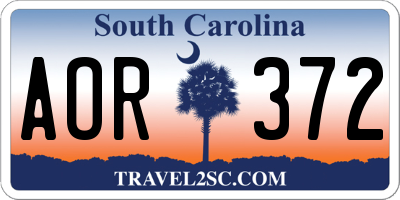 SC license plate AOR372