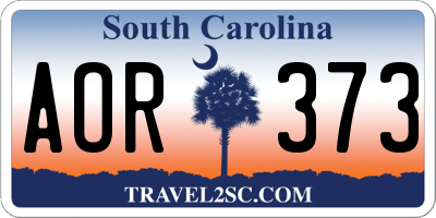 SC license plate AOR373