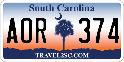 SC license plate AOR374