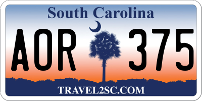 SC license plate AOR375