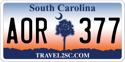 SC license plate AOR377