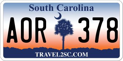 SC license plate AOR378