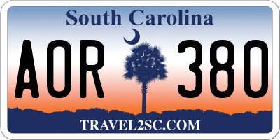 SC license plate AOR380