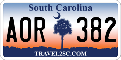 SC license plate AOR382