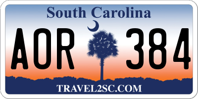 SC license plate AOR384