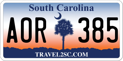 SC license plate AOR385
