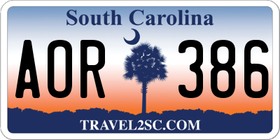 SC license plate AOR386