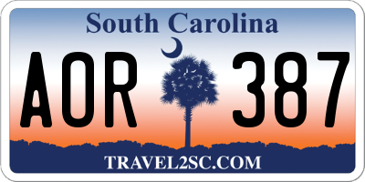 SC license plate AOR387
