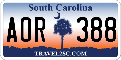 SC license plate AOR388