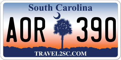 SC license plate AOR390