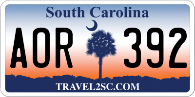 SC license plate AOR392