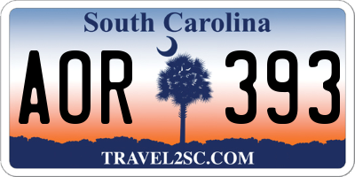 SC license plate AOR393