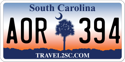 SC license plate AOR394