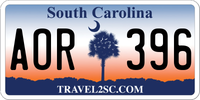 SC license plate AOR396