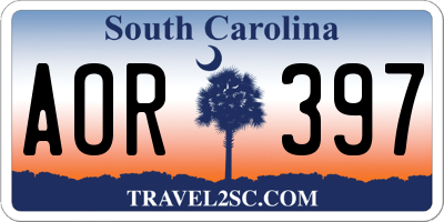 SC license plate AOR397