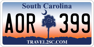 SC license plate AOR399
