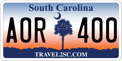 SC license plate AOR400