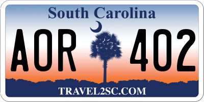 SC license plate AOR402