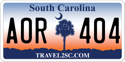 SC license plate AOR404