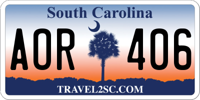 SC license plate AOR406