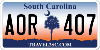 SC license plate AOR407