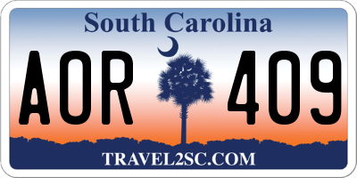 SC license plate AOR409