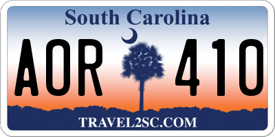 SC license plate AOR410