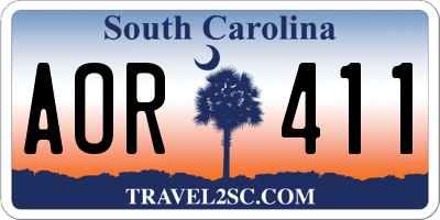 SC license plate AOR411