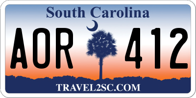SC license plate AOR412