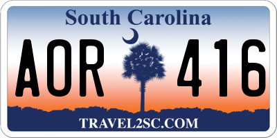 SC license plate AOR416