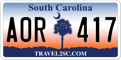SC license plate AOR417