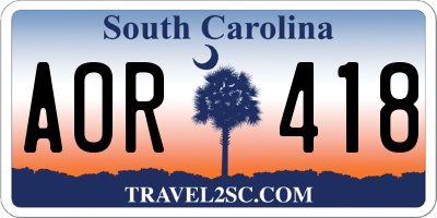 SC license plate AOR418