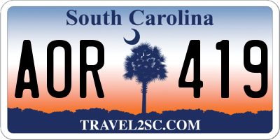 SC license plate AOR419