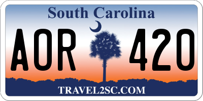 SC license plate AOR420