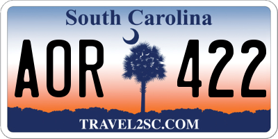 SC license plate AOR422