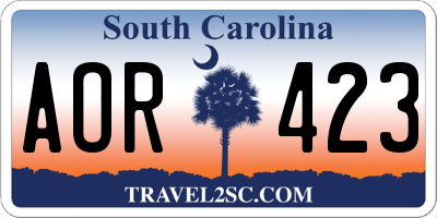 SC license plate AOR423