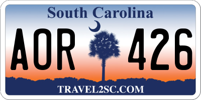 SC license plate AOR426