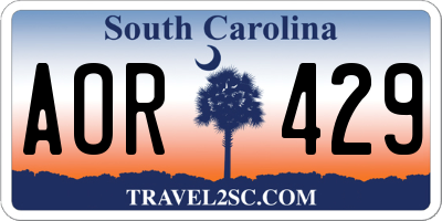 SC license plate AOR429
