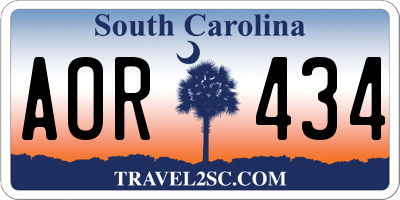 SC license plate AOR434